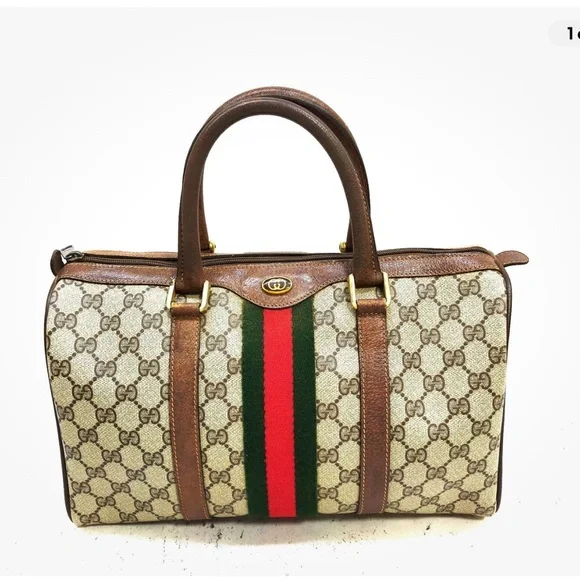 Gucci Brown and Cream Satchel with Iconic Monogram - Picture 1 of 9